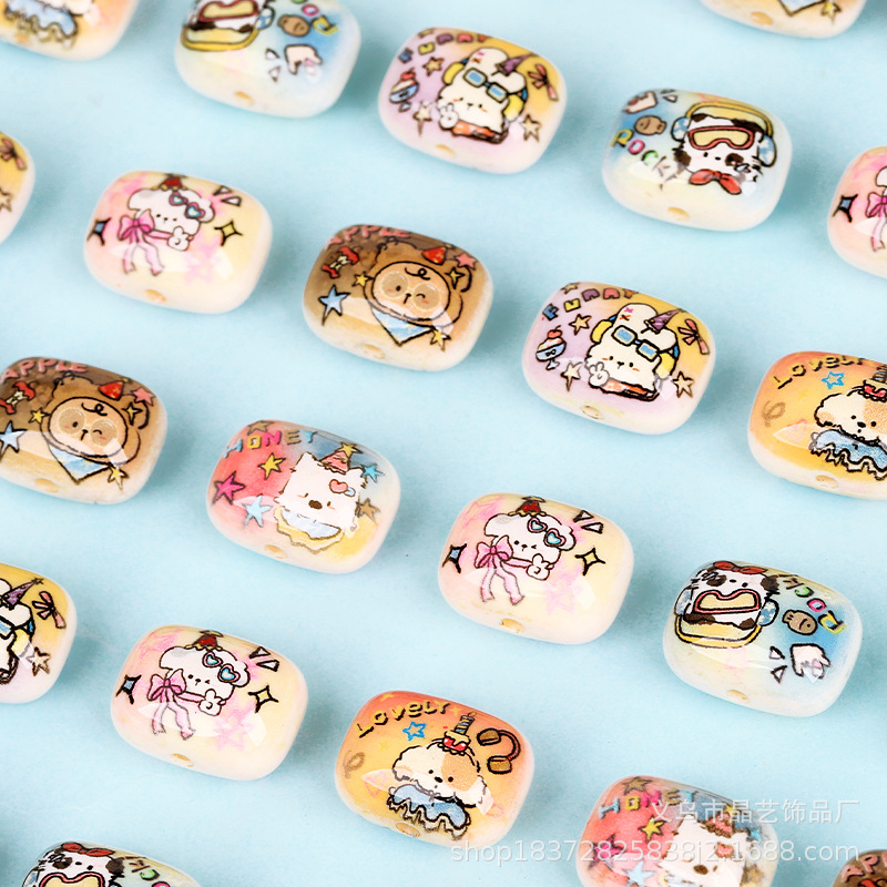 Cute dog bread beads, steamed bun beads, vertical hole acrylic beads, diy bracelet, mobile phone chain, head rope, accessories pic 7