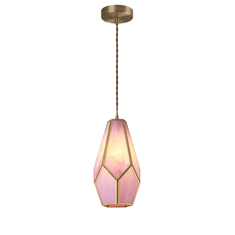 A small crystal single-head pendant lamp for the bedside in a Nordic bedroom, a postmodern minimalist dining bar counter, a popular light luxury all-copper pendant lamp Item Picture