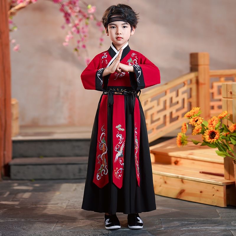 National trend Spring and autumn boys' Hanfu, children's Chinese-style ancient and Tang costumes, bookboys, boys' and young masters' costumes, traditional Chinese culture performance costumes Specification image