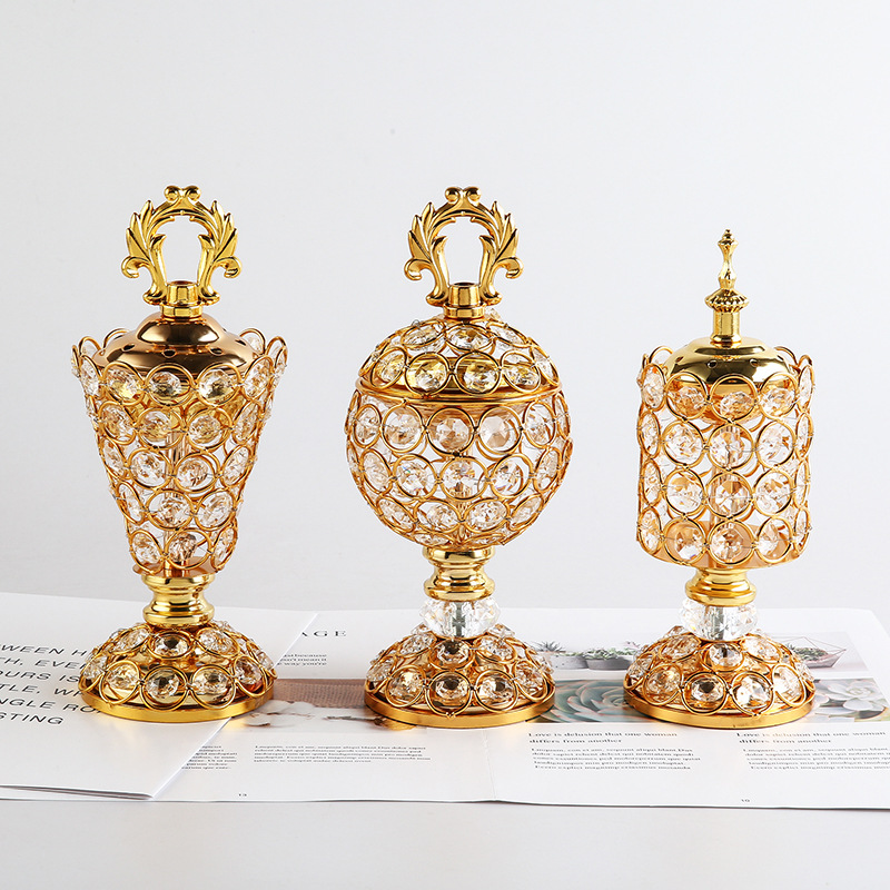 Cross-Border Creative Gold Hollowed-Out Metal Incense Burner Middle East Arabian Tabletop Incense Burner Middle East Incense Burner full figure