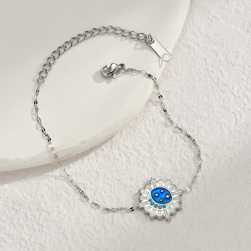 Cross-Border New Ins Style Niche Design Sense Personality Sun Star Moon Pendant Bracelet Stainless Steel Simple First Jewelry details Picture