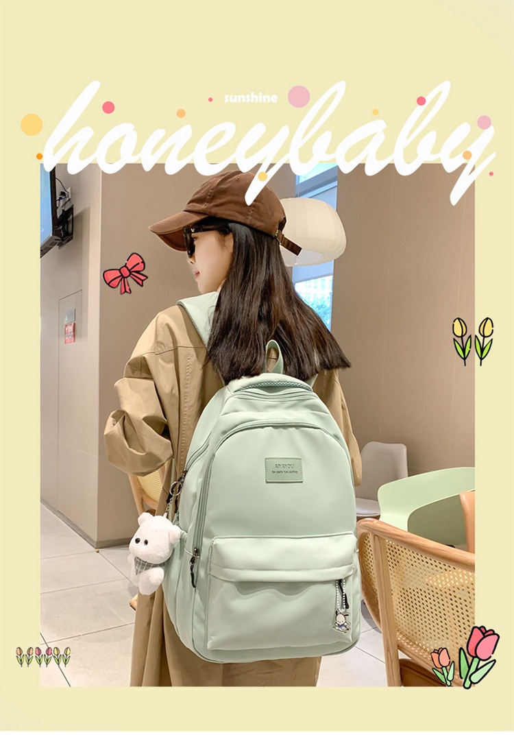 森系大容量高中大学生书包女简约百搭ins校园风双肩包女电脑背包详情1