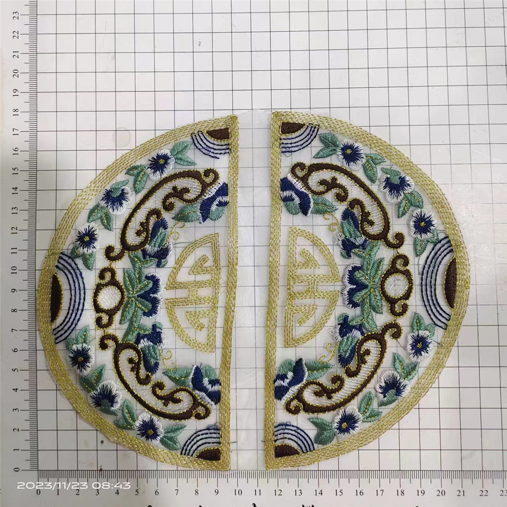 Gallo Wholesale Flat Embroidery Chinese Style Green Red Round Piece Accessories Semi-Finished Clothing Hats, Bags, Hoodie Quilt Set 20 Application Scenario