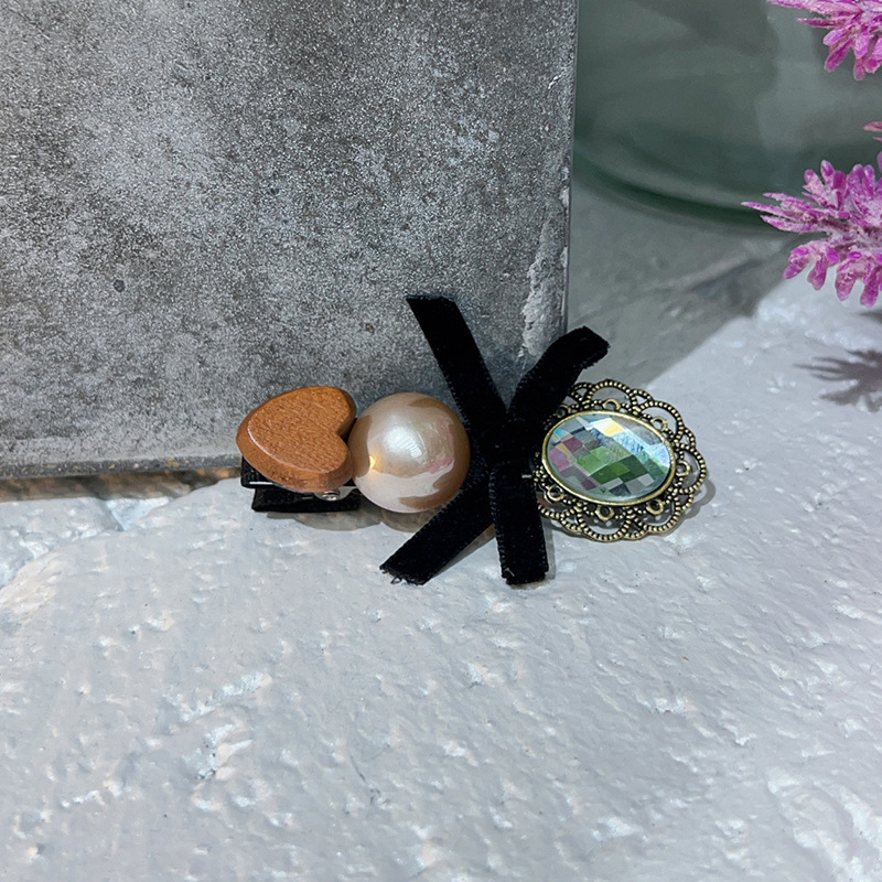 Boss Brother's new retro bow diamond French pair clip, original design, women's niche style and temperament Specification image