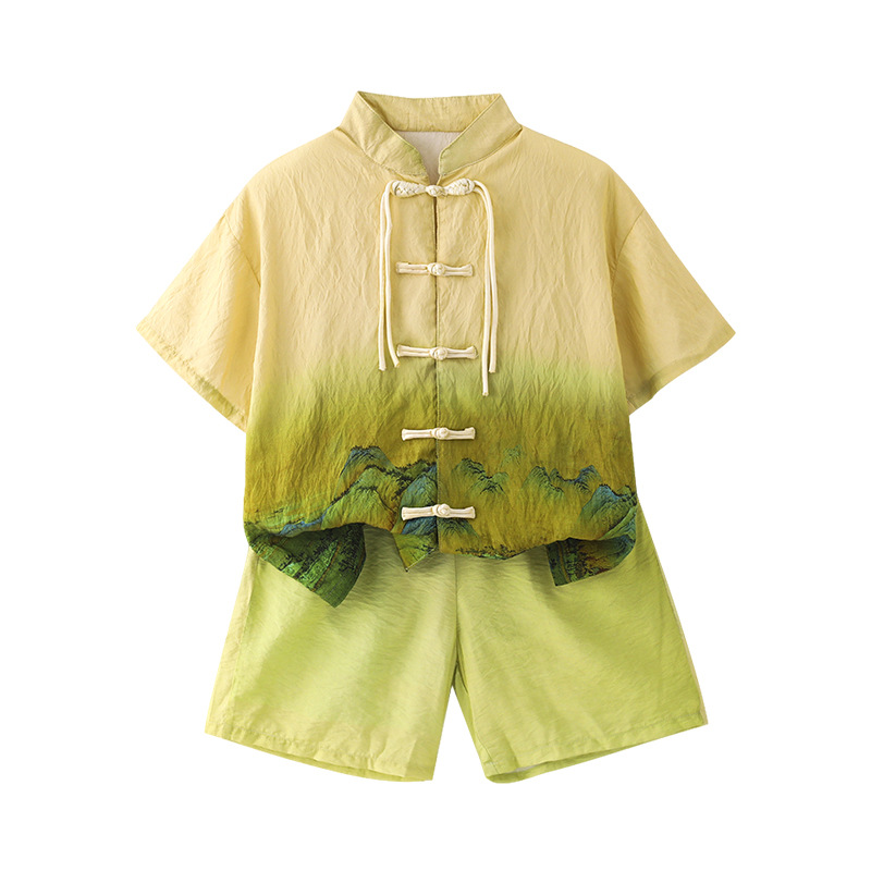 National Trend Hanfu Boys' Summer Set 2025 New Style Boys' New Chinese-style cool Ancient Costume Little Master Children's summer Tang suit Item Picture