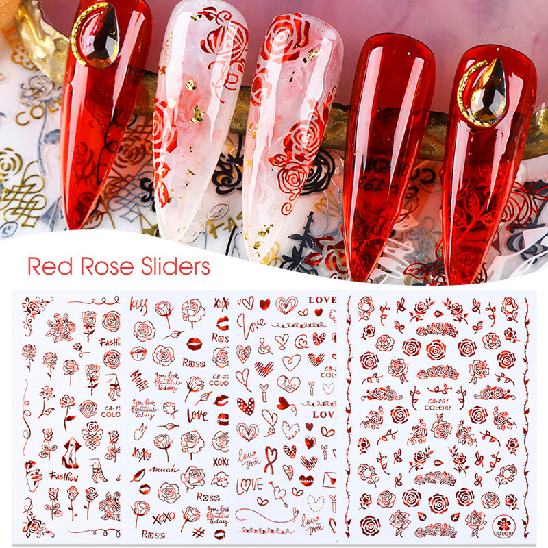 Black, red, gold, rose, love, iron tower back nail glue