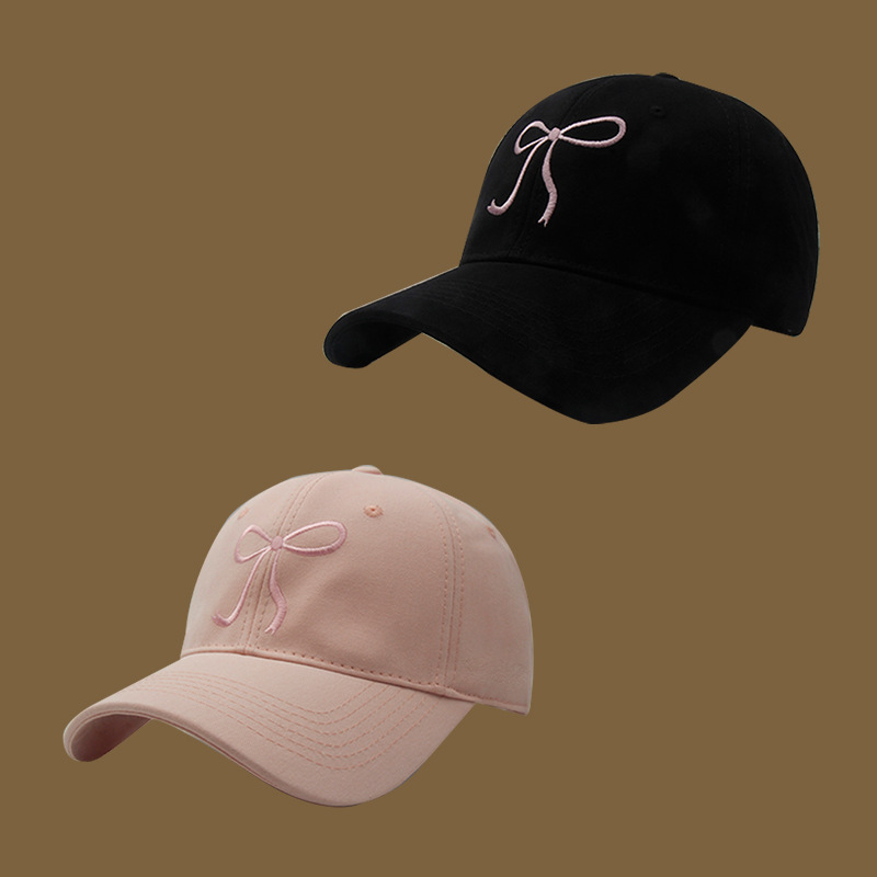 South Korean Version Of The New Bow Embroidery Cap Women's Summer Sun Sunscreen Soft Top Baseball Cap Show Face Small Hat Tide details Picture