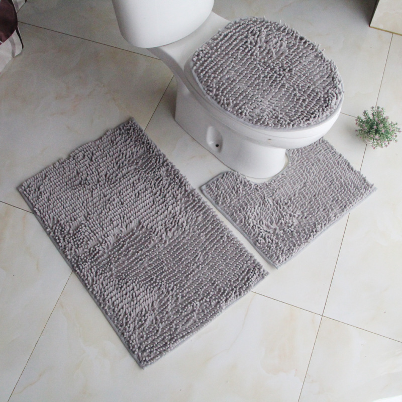 Cross-border factory direct sales and wholesale of U-shaped toilet floor MATS, bathroom and sanitary ware absorbent and anti-slip three-piece sets of fabric
