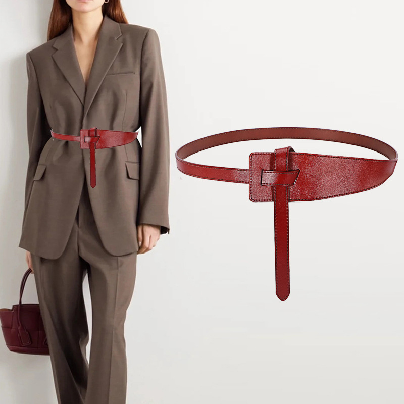 Leather Belt Women's Fashion Simple 100 Match Wide Waist With Coat Sweater Suit Decorative Belt Black Waist Woman details Picture