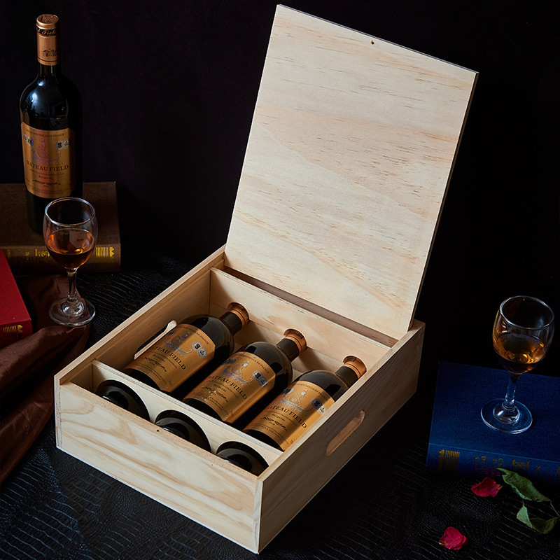 Spot Wholesale Simple Red Wine Wooden Box Wooden Packaging Box Carrying Wine Mid-Autumn Festival Gift Box Can Print Logo Application Scenario