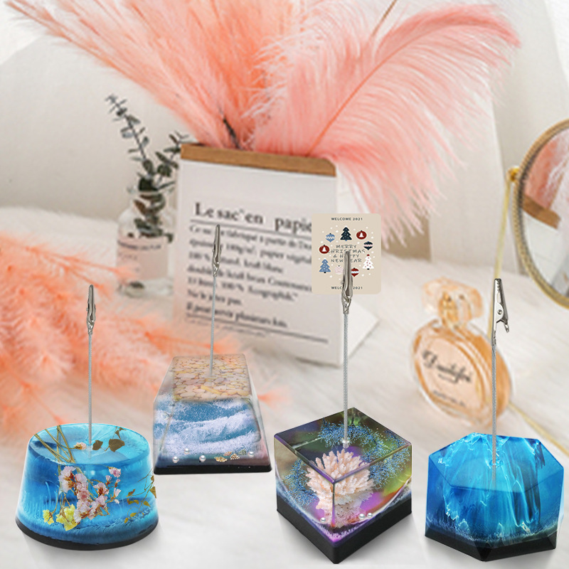 diy crystal resin mold, creative sticky note holder, card stand, message holder, table setting decoration, silicone mold