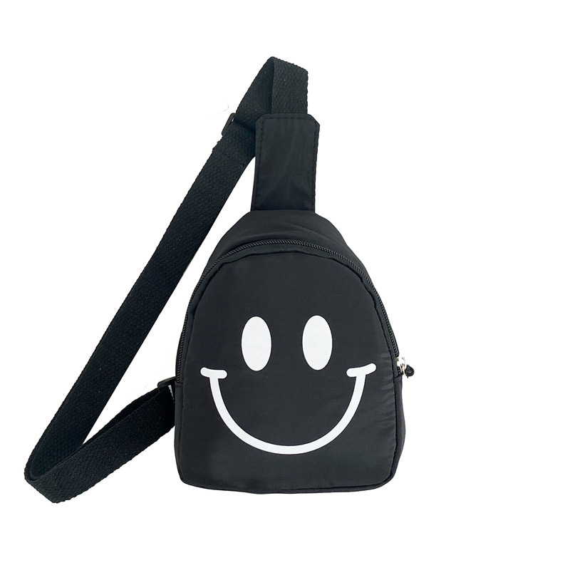 Children's bag, smiling crossbody bag, 2024 new style nylon trendy boys' chest bag, kindergarten baby, girls' backpack Item Picture