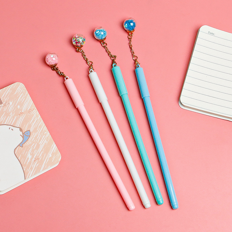 Cute and creative crystal ball, sequined pendant pen, gel pen, girl pendant, gel pen, couple pen from Japan and South Korea