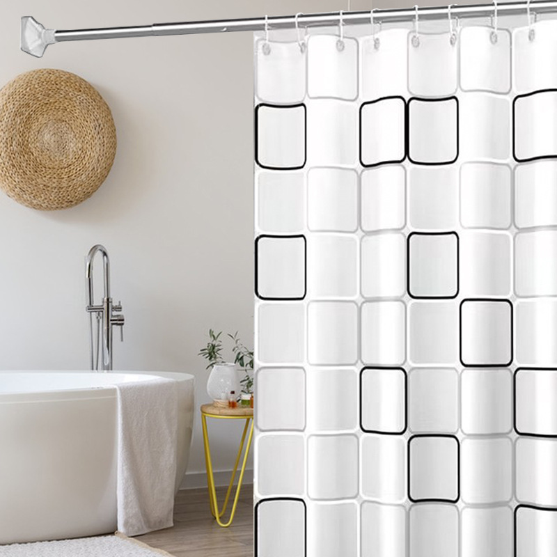 Cross-Border Household Bathroom Shower Curtain Waterproof Curtain Dry And Wet Separation Waterproof And Mildew Resistant Peva Shower Curtain Shade Warm Wholesale Specification drawing