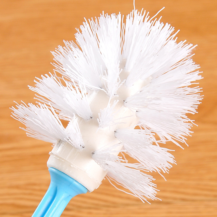 Toilet brush set, no blind spot cleaning brush for sitting toilet, plastic long-handled toilet and bathroom brush with base Application Scenario