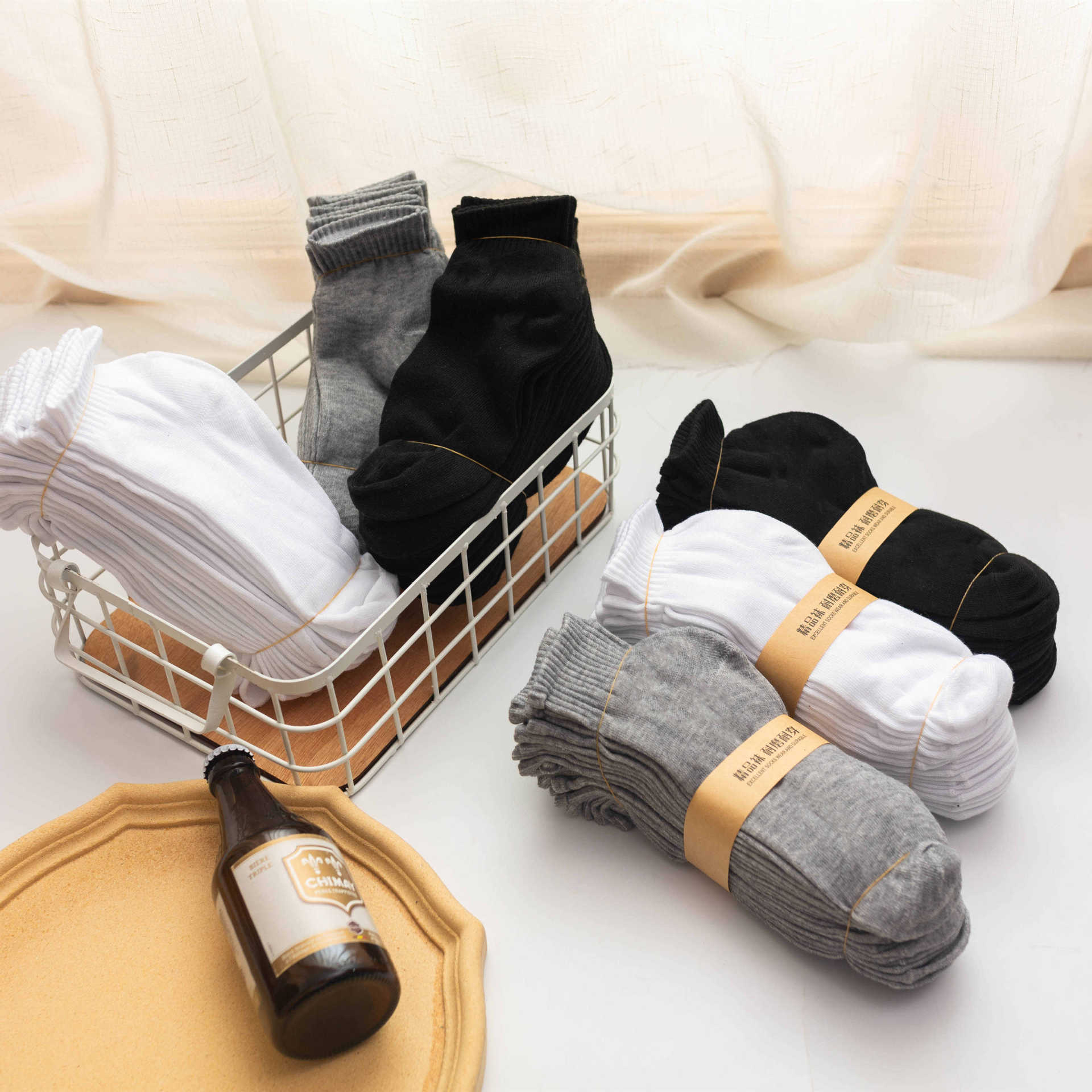 23夏季新款男士中筒运动袜 秋冬纯色中筒袜子批发 地摊袜子批发 运动袜代发