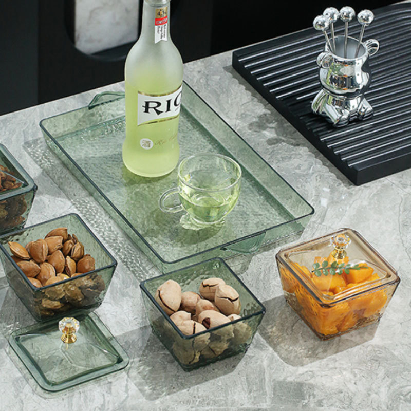 Fruit and vegetable plate, candy box, dried fruit snacks with lid, home living room snack platter, compartments, transparent snack plate details Picture