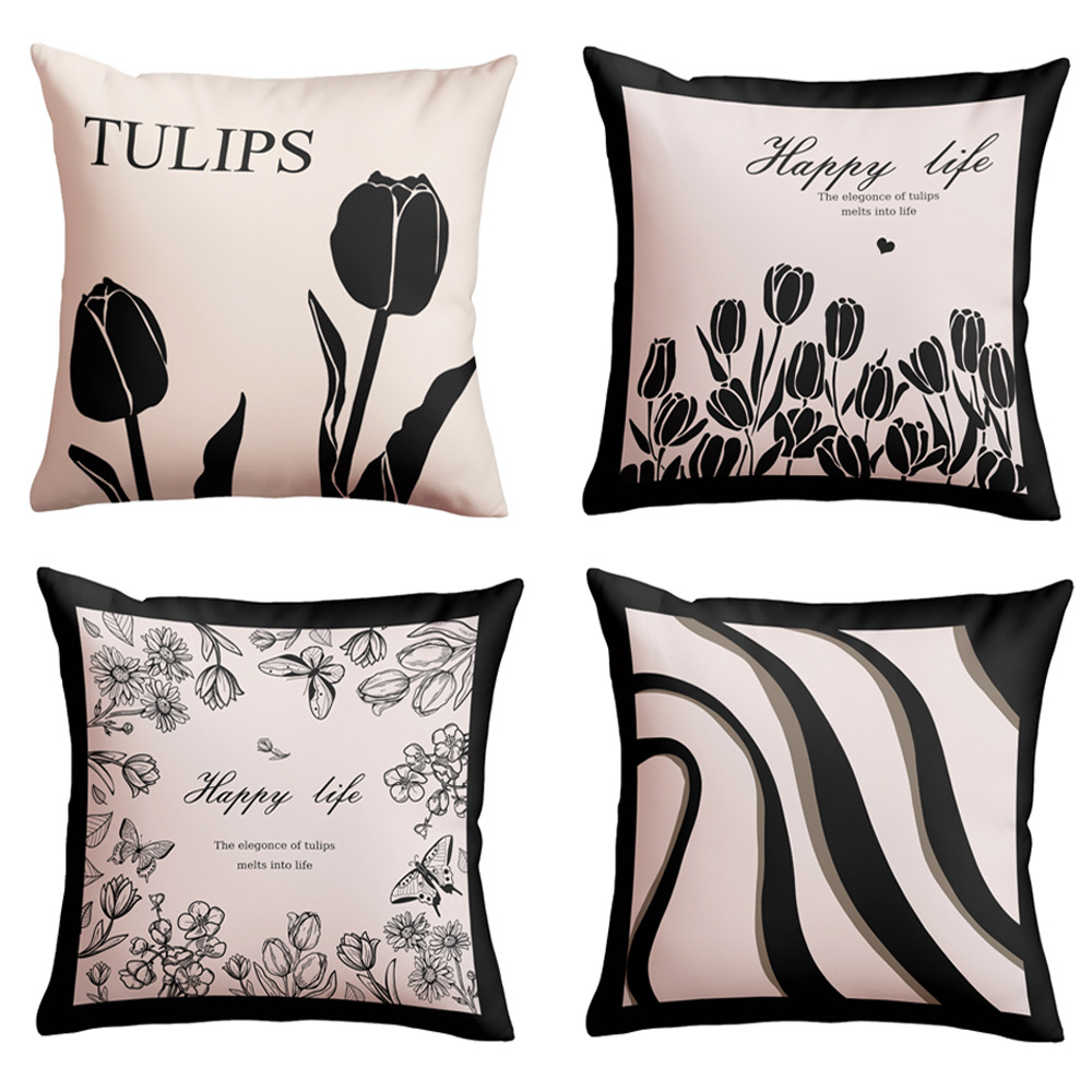 Retro flower pillowcase, country-style light luxury sunflower jacquard pillow, homestay sofa decoration cushion cover, cross-border