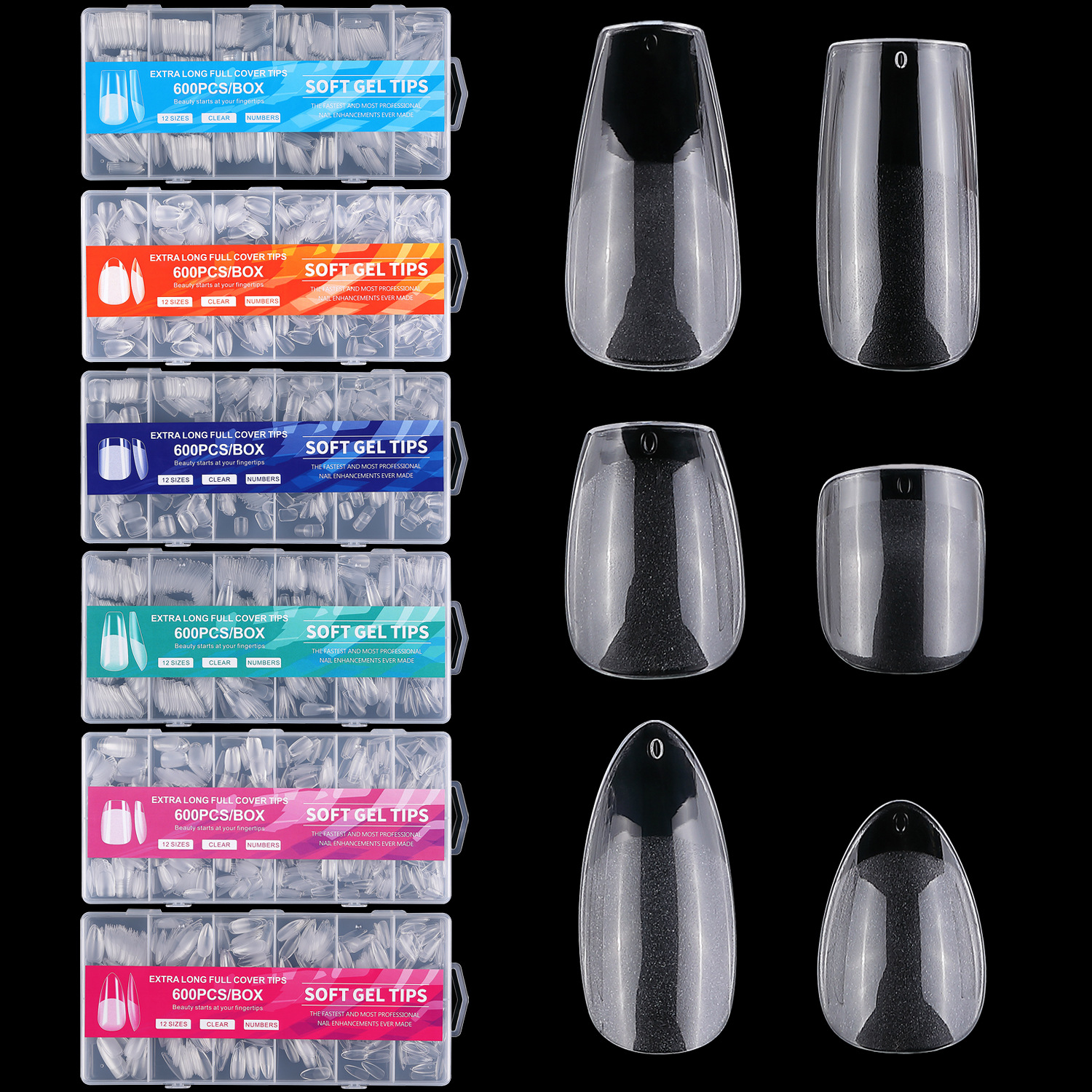 New cross-border nail art pieces, thin semi-frosted, scratch-free, European and American frosted false nails, 600 pieces