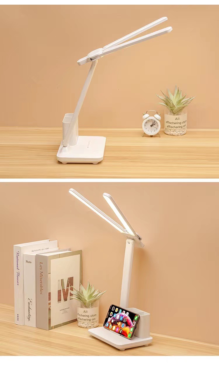 36-lamp LED dual-head eye-protecting desk lamp, USB charging study lamp, folding bedside lamp, business promotion gift lamp Specification image