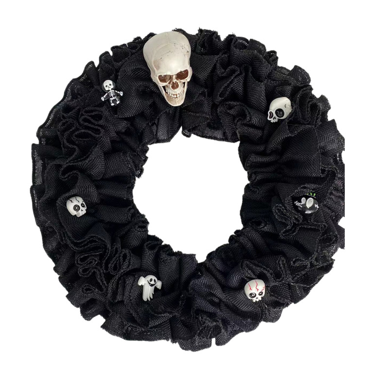 Cross Border New Halloween Festival Skeleton Decoration Cloth Garland Rattan Circle Festival Hanging Decorations Layout Pendant Props Item Picture
