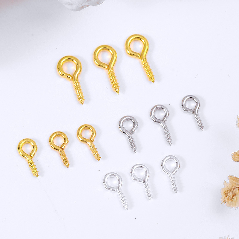 Copper-plated 18K real gold sheep eye and sheep horn screws, 14K real gold wrapped gold color retention 9-shaped screws, diy accessory B27 details Picture