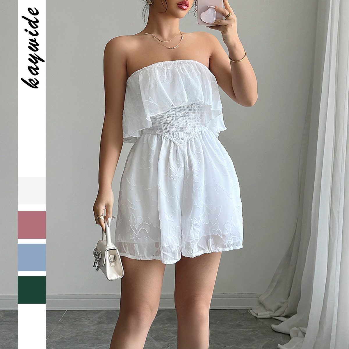 Cross-border European and American simple and fashionable style strapless and slimming shorts and jumpsuits for women's clothing Spring/Summer 2026 Amazon independent store