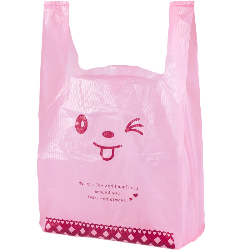 Plastic smiling face bags, handbags, gift bags, thickened shopping bags, convenience bags, disposable takeout bags, boxed meal bags Item Picture