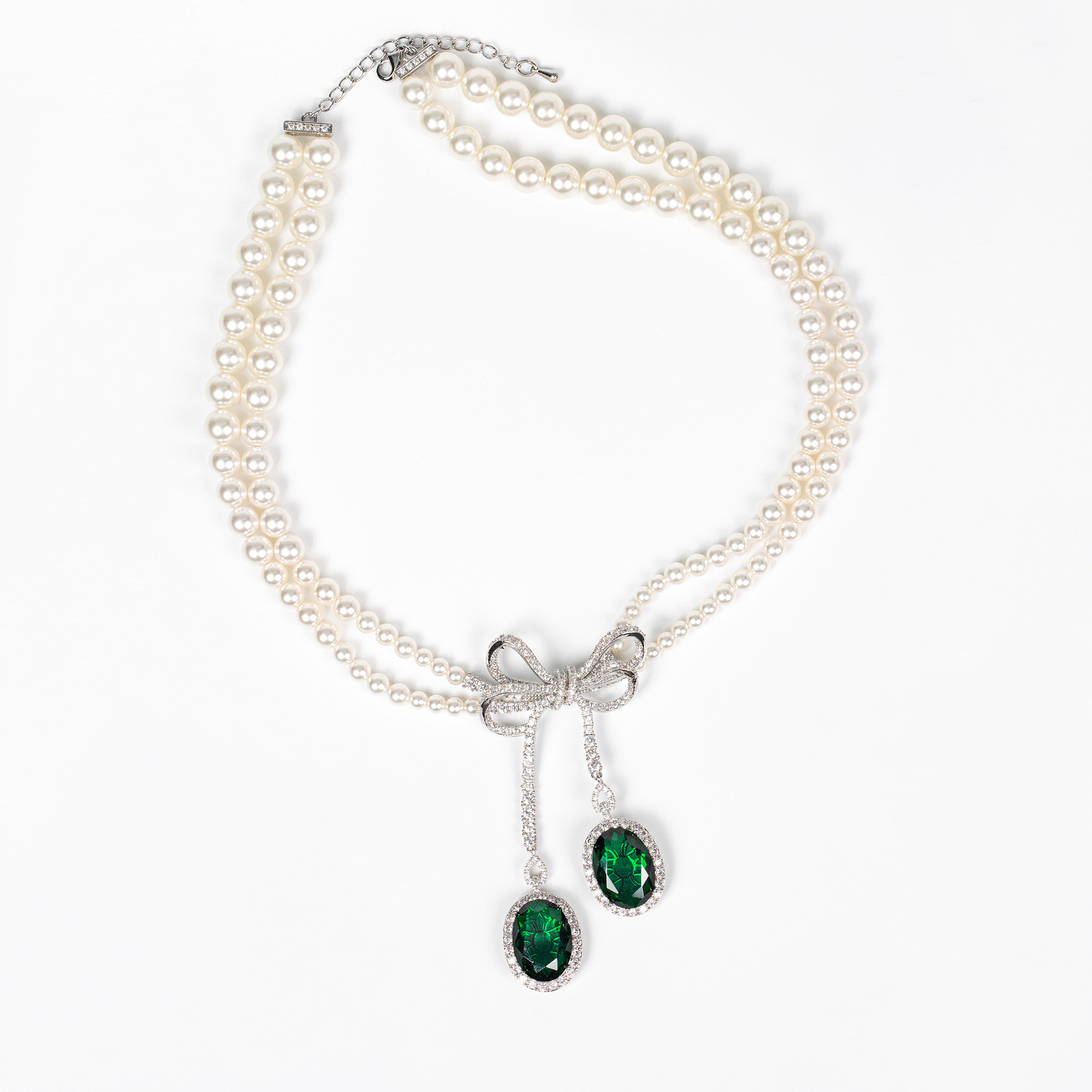 vintage vintage bow pearl necklace with a unique and elegant court style, multi-layer chain collarbone chain necklace Item Picture