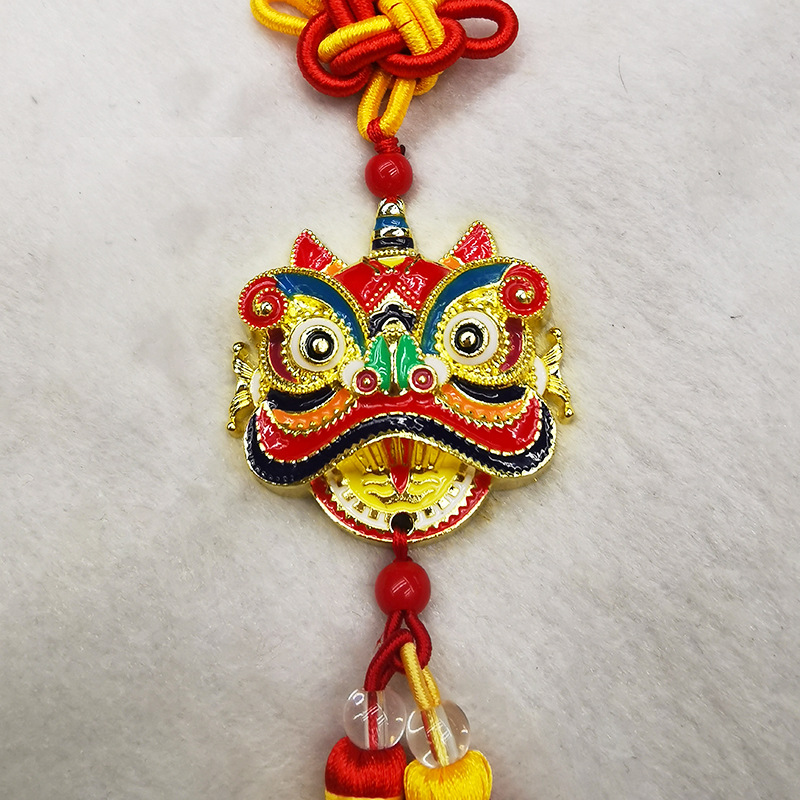 亚马逊跨境新款国潮醒狮民族风汽车挂件内饰彩绘可爱个性化小吊坠
