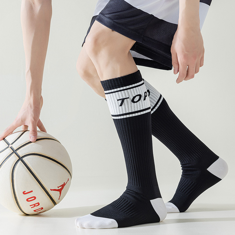 跑步袜子男中长筒压力运动专业马拉松夏季弹力男士字母小腿压缩祙