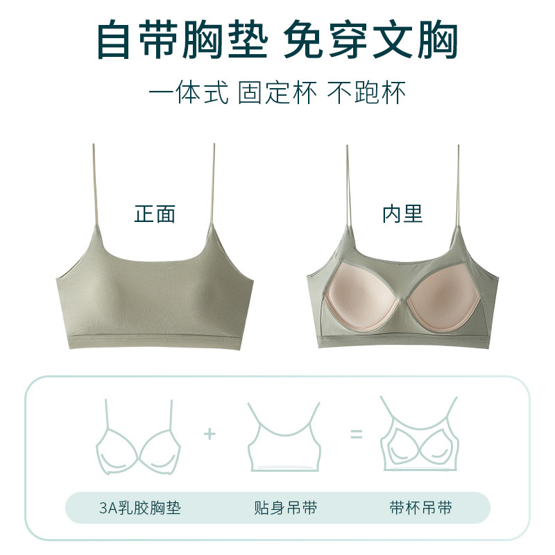 "Beautiful back underwear, halter, women's summer, chest pad, strapless, anti-exposure, breathable, beautiful back vest, bra, one-piece cup. Application Scenario