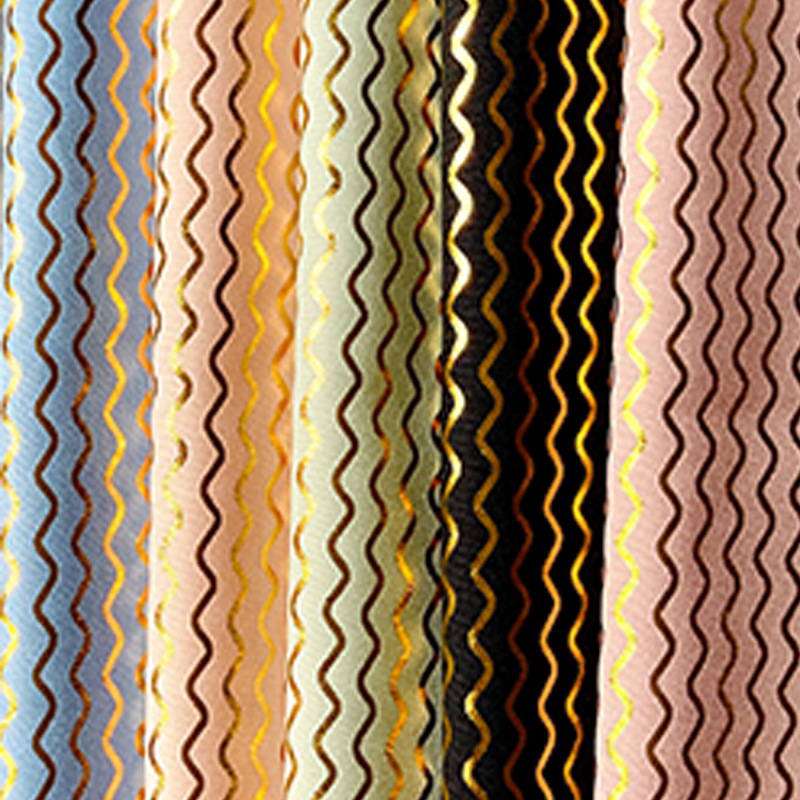 Factory direct supply of high-quality fashionable wavy pattern clothing fabrics, gold-embossed four-sided elastic hats, bags, accessories and textile accessories pic 15