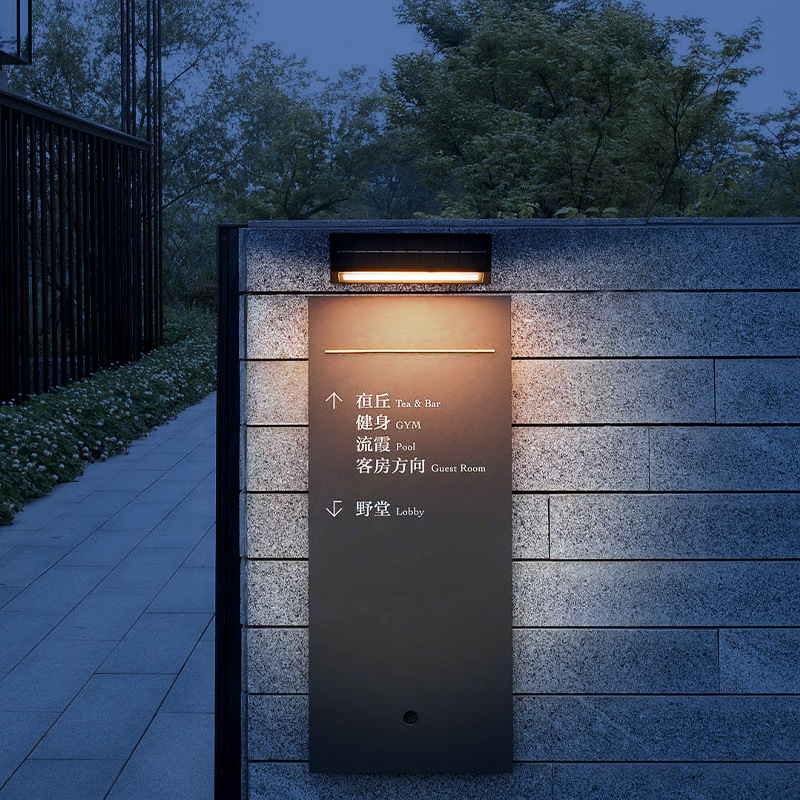Cross-Border Solar Wall Light Wall Light Villa Courtyard Outdoor Waterproof Shop Door Door Number One Long Strip Light Specification drawing