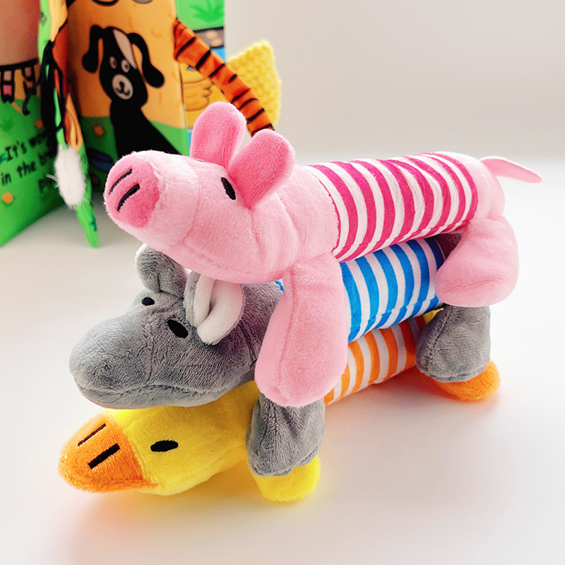 Pet dogs, cats, plush cartoon embroidery, durable and stress-relieving, ducks, little pigs, elephants, cute and vocal toy products details Picture