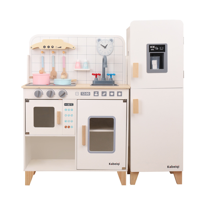 新木制仿真声光冰箱厨房玩具套装儿童过家家角色扮演益智厨房玩具详情图5