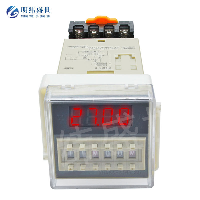 DH48S-S数显时间继电器 12V24V220V带底座可调循环控制时间延时器