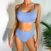 2023 New European and American bicolor bikini for export, Bikini swimwear for women's feel, two-piece swimwear details Picture
