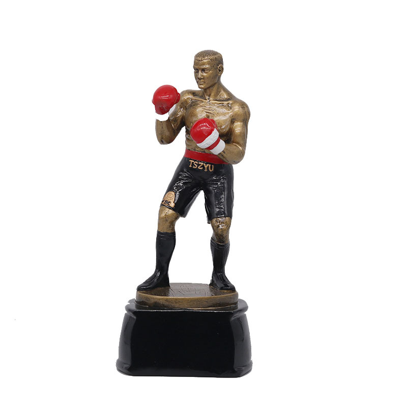 Boxing trophy engraving, boxing athlete craft commemorative gift ornament, resin award, sports award trophy Item Picture
