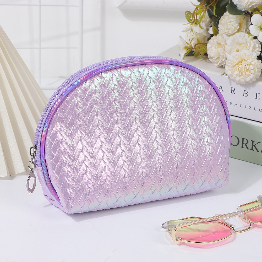Cross-border laser woven pattern cosmetic bag, fashionable shell bag, daily necessities storage bag, travel portable lady's handbag details Picture
