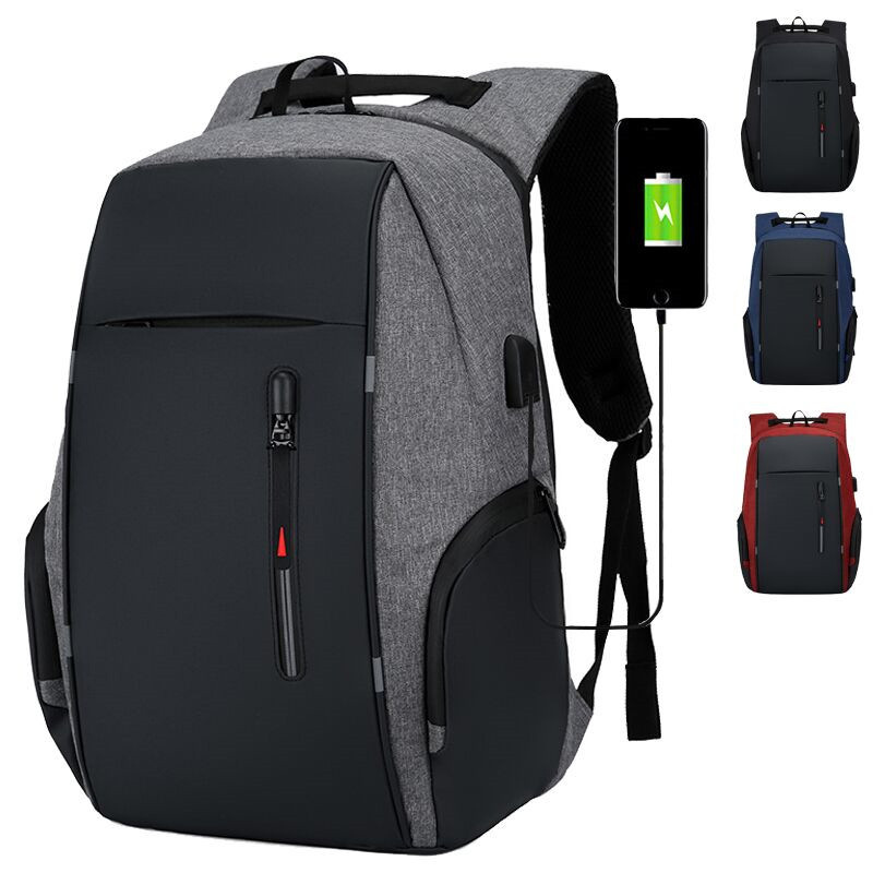 跨境男士商务包笔记本电脑包 多功能USB背包大容量双肩包可印logo图