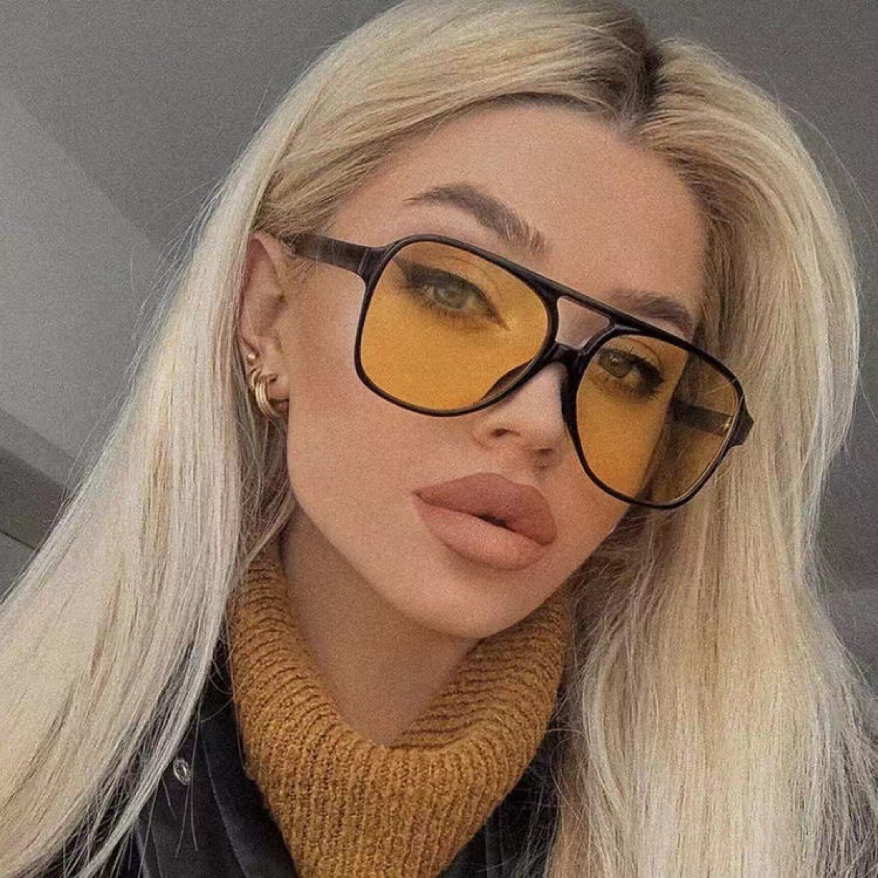 Wholesale of cross-border square frame double-beam sunglasses, Korean retro large frame pilot glasses, ocean film multi-color sunglasses Specification image
