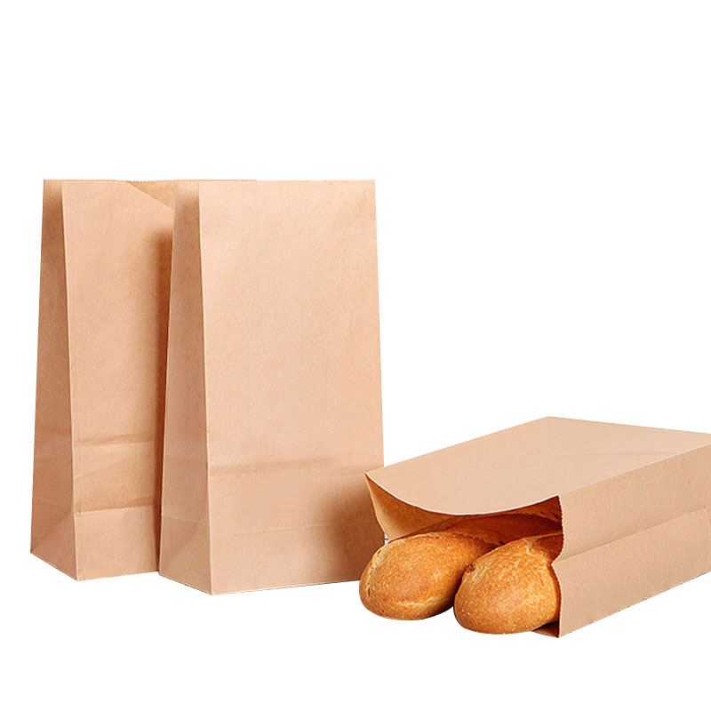 Wholesale of in-stock kraft paper bags, square bottom bags, baked food coated oil-proof, snack takeout storage and packaging paper bags Item Picture