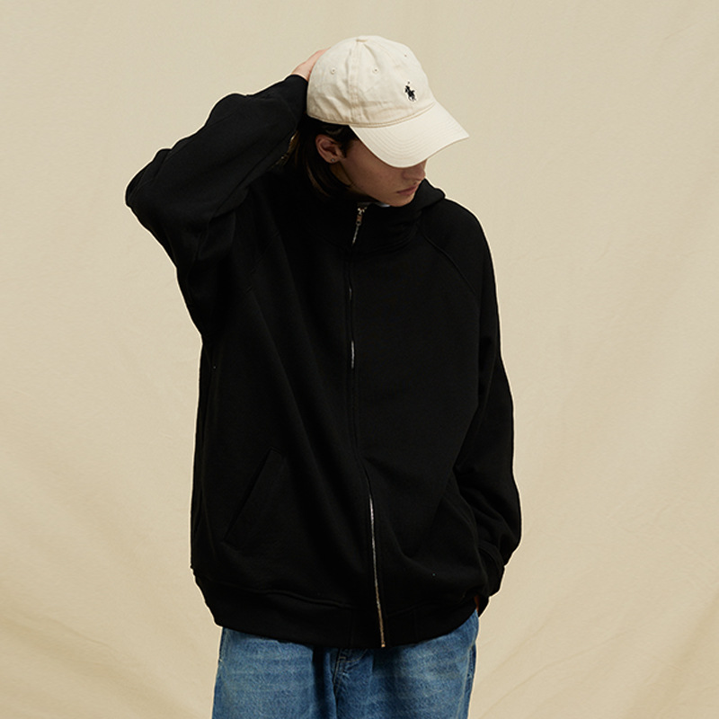 UNF 450G, a heavyweight streetwear brand original loose pure cotton wool loop zipper hooded sweatshirt for men, 2023 autumn/winter CE Application Scenario