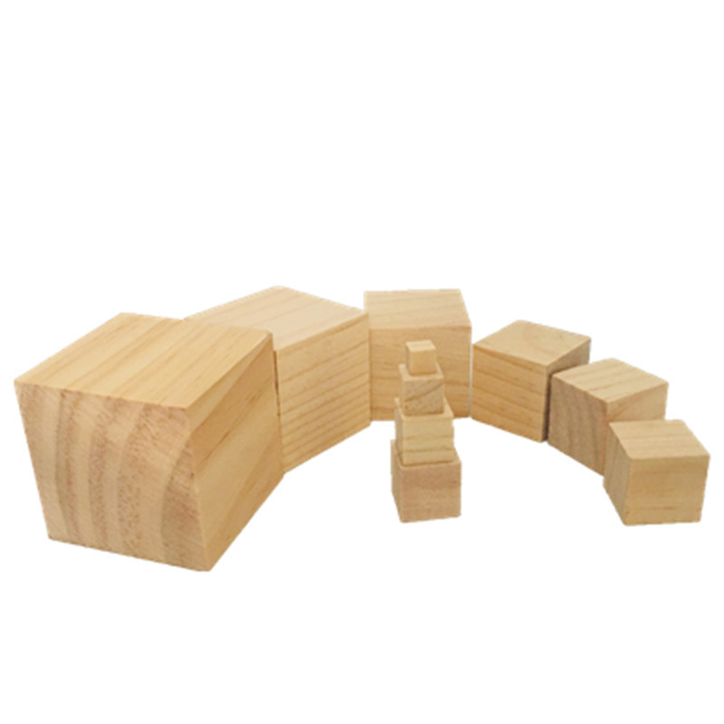 Cube pine wood blocks, pine cubic small wood blocks, solid wood building blocks, pine wood diy handcrafted model making materials details Picture
