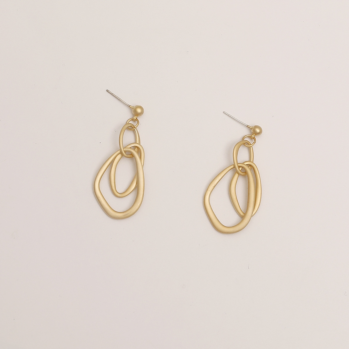 Hyacinth925 silver needle stud earrings for women, Korean minimalist and cold style earrings, matte high-end earrings, trendy and unique, internet-famous double-layer geometric ear ring earrings details Picture