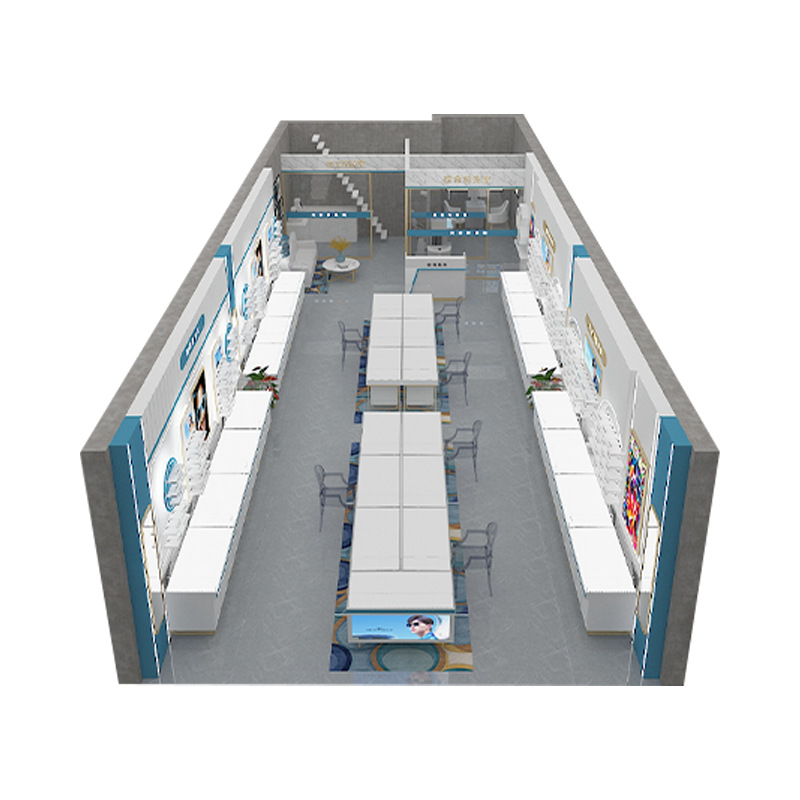 眼镜店展示柜 眼镜店装修眼镜展示架陈列架 展柜展厅玻璃中岛柜台白底实物图