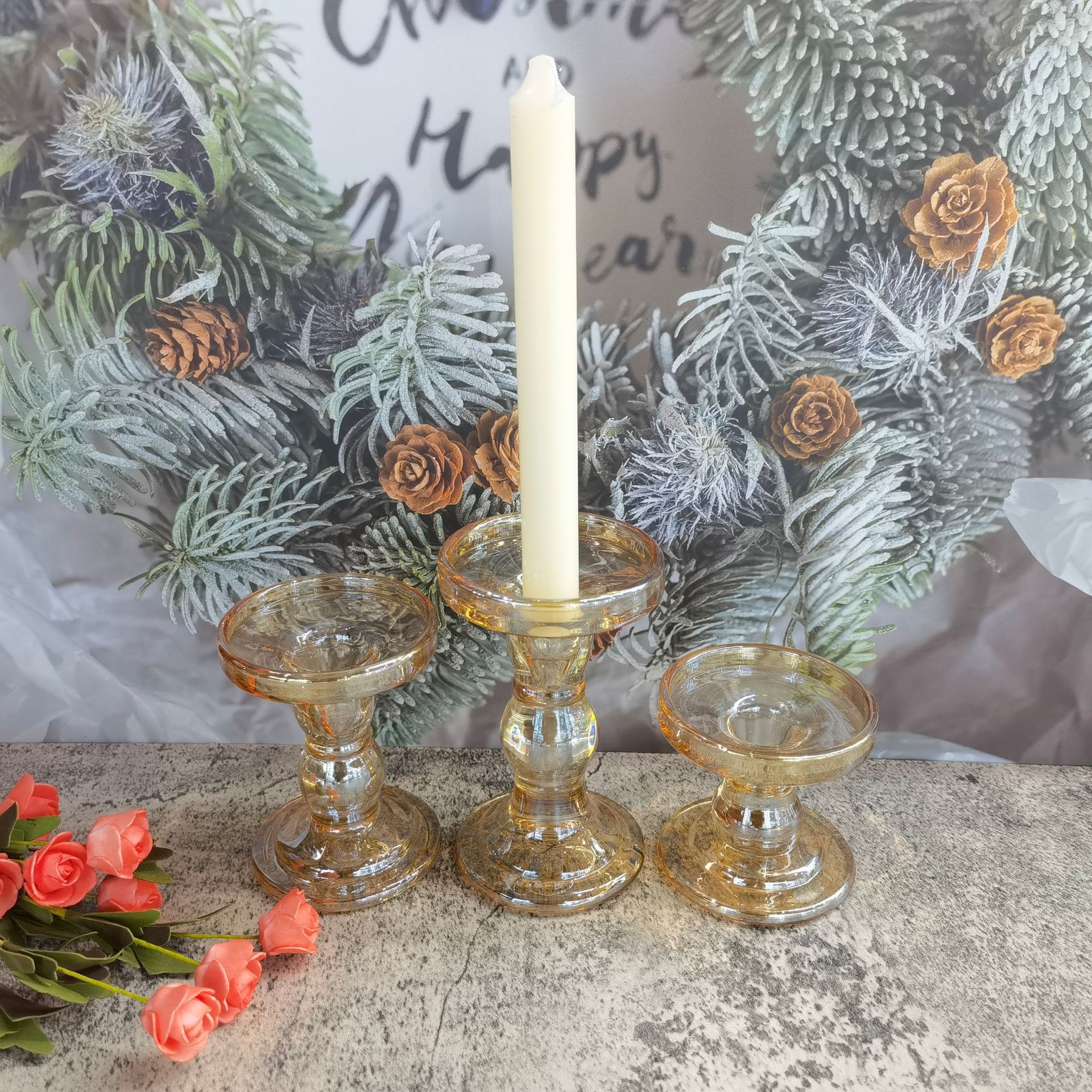 Ins European Vintage Roman Glass Candle Holder Tall Aromatreatment Candle Holder Creative Home Decoration Table Romantic Candle Holder Specification drawing