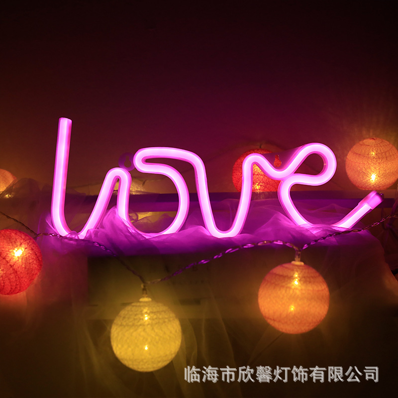 LED霓虹灯表白浪漫场景装饰灯love造型灯USB连体LOVE造型霓虹灯详情图2