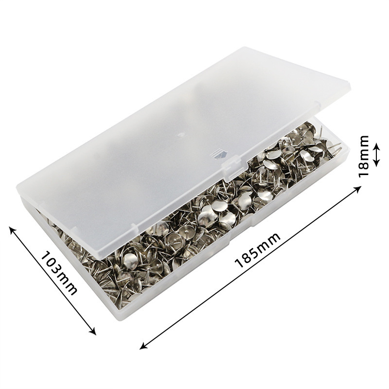 800 pieces per box, large silver flat-headed nail cork board, nickel-plated box for office supplies map nails Specification image